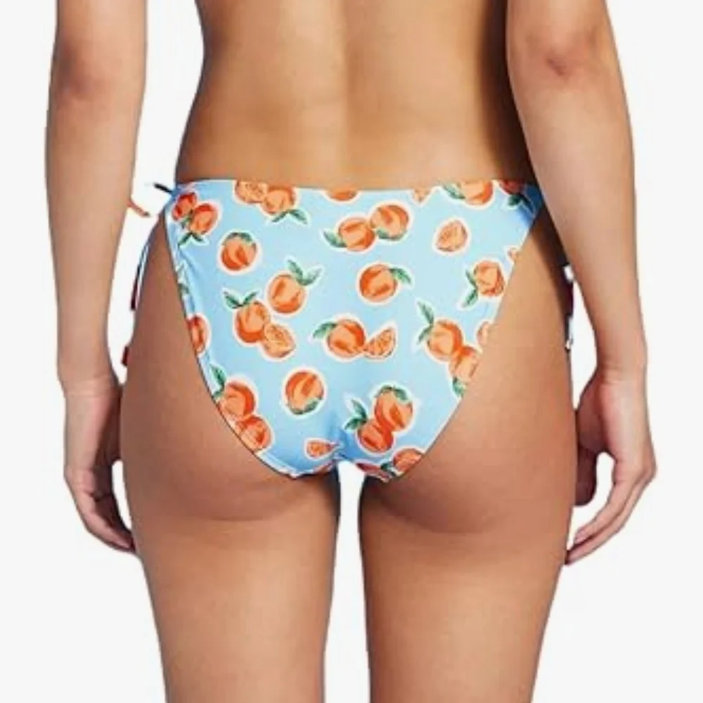 Blue Orange Pattern-Women's Blue and Orange-sideTie- Bikini Bottom